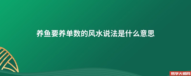 养鱼要养单数的风水说法是什么意思